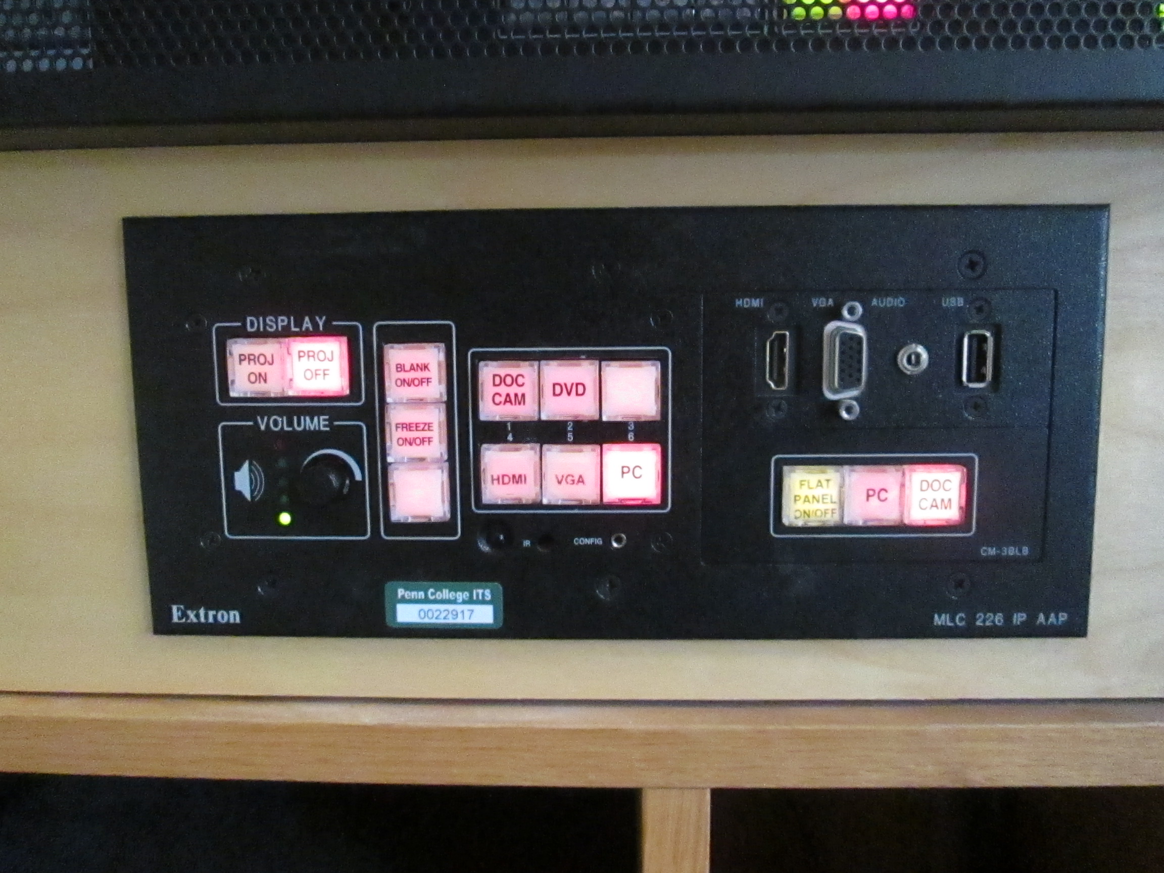 Extron Control Panel