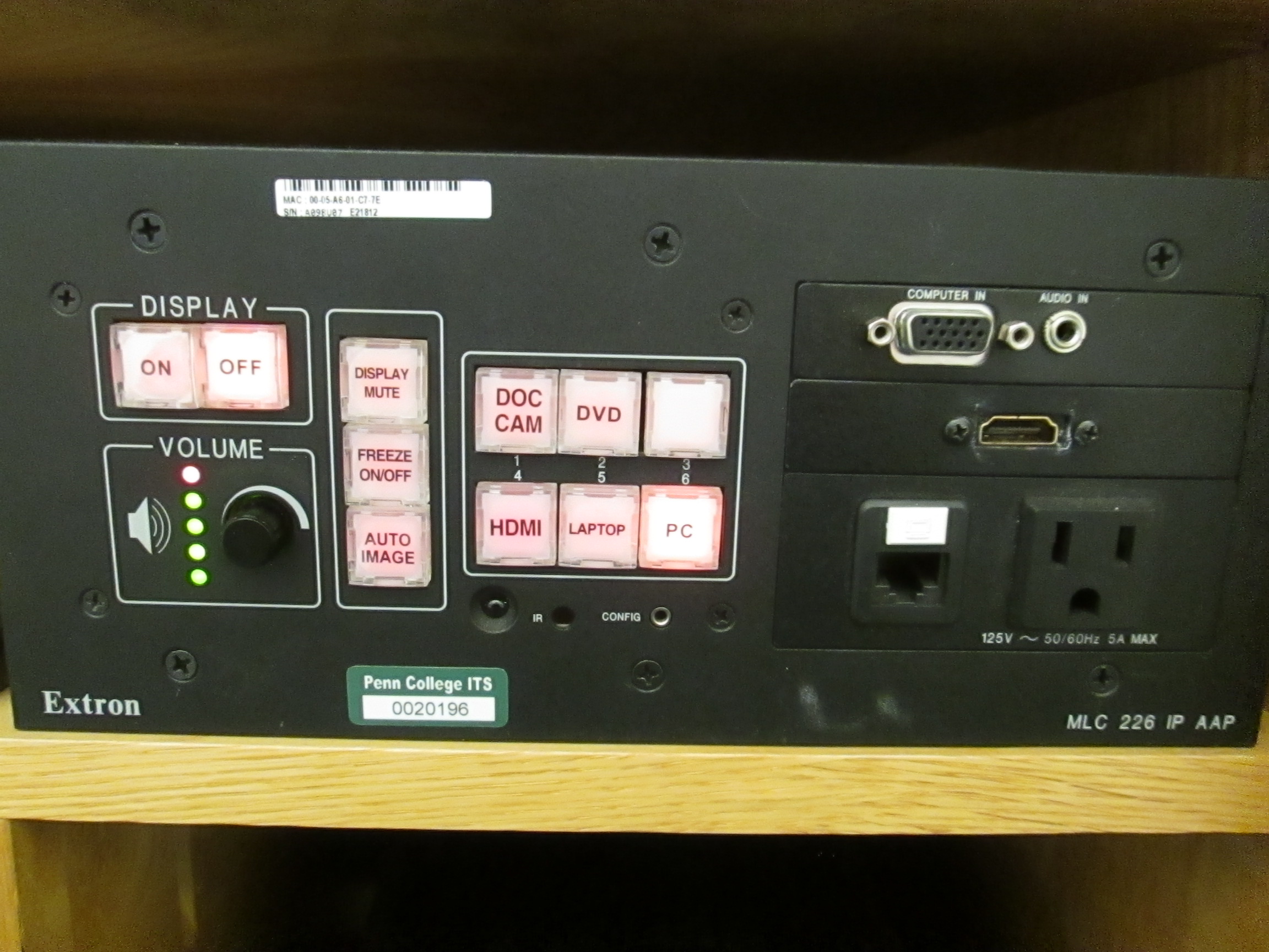 Extron Control Panel
